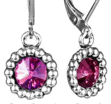 Ohrringe Aurelia mit rundem Anhänger und Kristallen von Swarovski® - Flieder