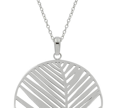 LUISIA Edelstahl Halskette 80+5 cm mit Anhänger | Großes Palmblatt