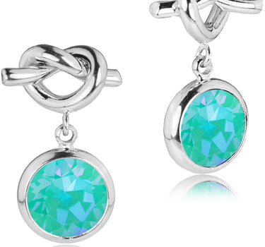 LUISIA® Ohrringe mit Knoten und Kristall von Swarovski® - Silber / Laguna Delite