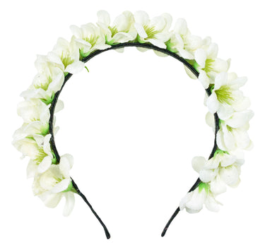 Blumen Haarreif "Ranya" mit Seidenblüten | Creme Weiß