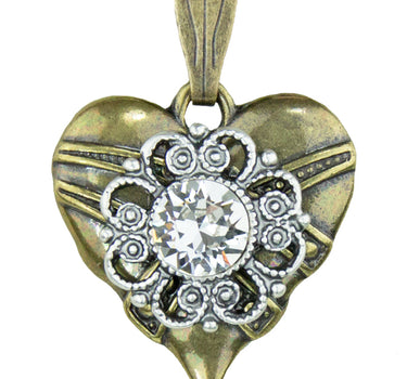 LUISIA® Halskette "Paula" mit Herzanhänger und Kristall von Swarovski® - Altgold