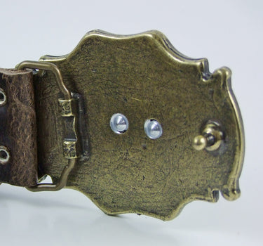Trachtengürtel mit Löwen Zierschnalle - Dunkelbraun Messing