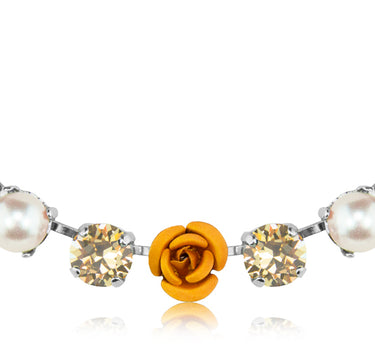 LUISIA Collier Lenja mit Rosen und Kristallen von Swarovski - Braun