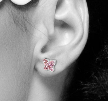 LUISIA Ohrringe Schmetterling Kristallen von Swarovski - 925 Sterling Silber - Rosa