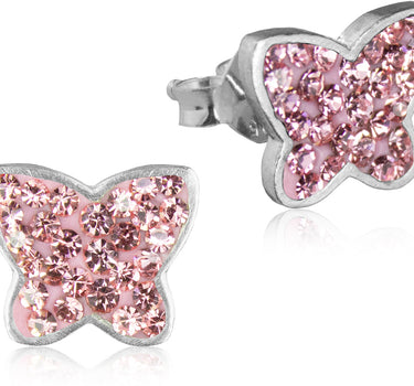 LUISIA Ohrringe Schmetterling Kristallen von Swarovski - 925 Sterling Silber - Rosa