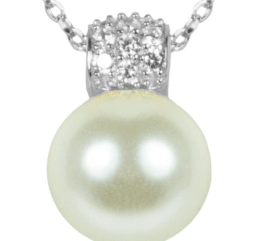 LUISIA Filigrane Damen Halskette mit Perlen-Anhänger - 925 Silber Schmuck mit Zirkonia