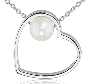 LUISIA Halskette mit Anhänger "Herz mit Perle" 67115 | 925 Silber (50 cm Länge)