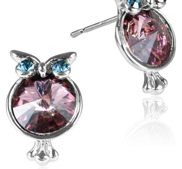 LUISIA Eulen Ohrstecker mit Kristallen von Swarovski - Lila