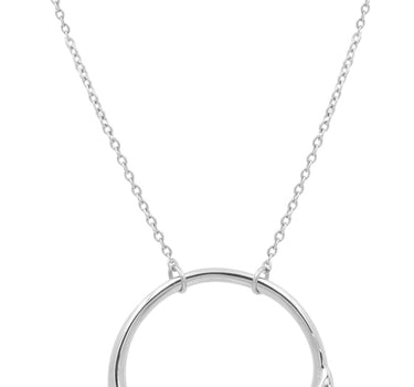 LUISIA® Edelstahl Halskette 50+5 cm Silber mit Anhänger | Ring mit Zirkonia
