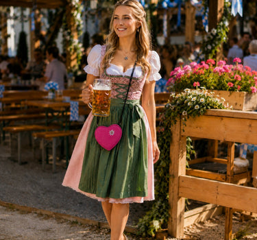 Herz Trachten Handtasche mit Herzanhänger | Pink
