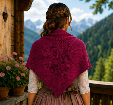 XL Strick Dreieckstuch - Schal  200 x 80 cm | Beere