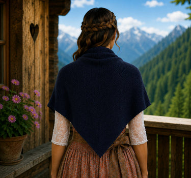 XL Strick Dreieckstuch - Schal  200 x 80 cm | Dunkelblau