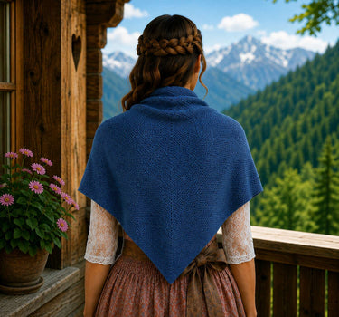 XL Strick Dreieckstuch - Schal  200 x 80 cm | Jeansblau