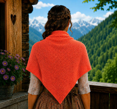 XL Strick Dreieckstuch - Schal  200 x 80 cm | Koralle