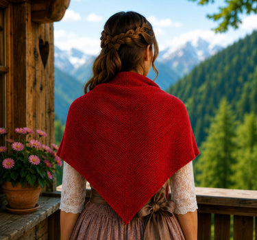 XL Strick Dreieckstuch - Schal  200 x 80 cm | Rot