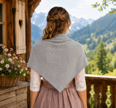 XL Strick Dreieckstuch - Schal  200 x 80 cm | Silbergrau