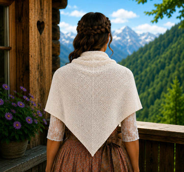 XL Strick Dreieckstuch - Schal  200 x 80 cm | Wollweiß