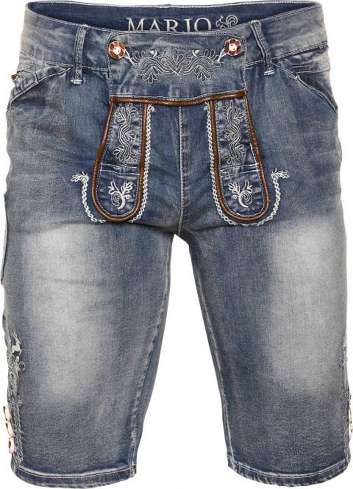 MarJo Herren Trachten Bermuda Jeans Short Gustl M99 Blau Hose zum Trachtenhemd